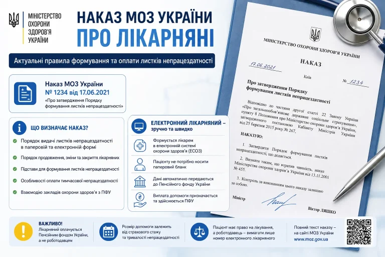 Наказ МОЗ про лікарняні у 2026