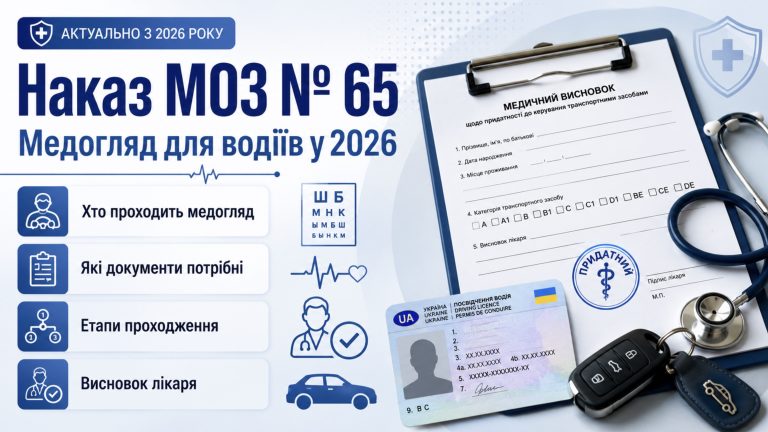 Наказ МОЗ № 65: медогляд для водіїв