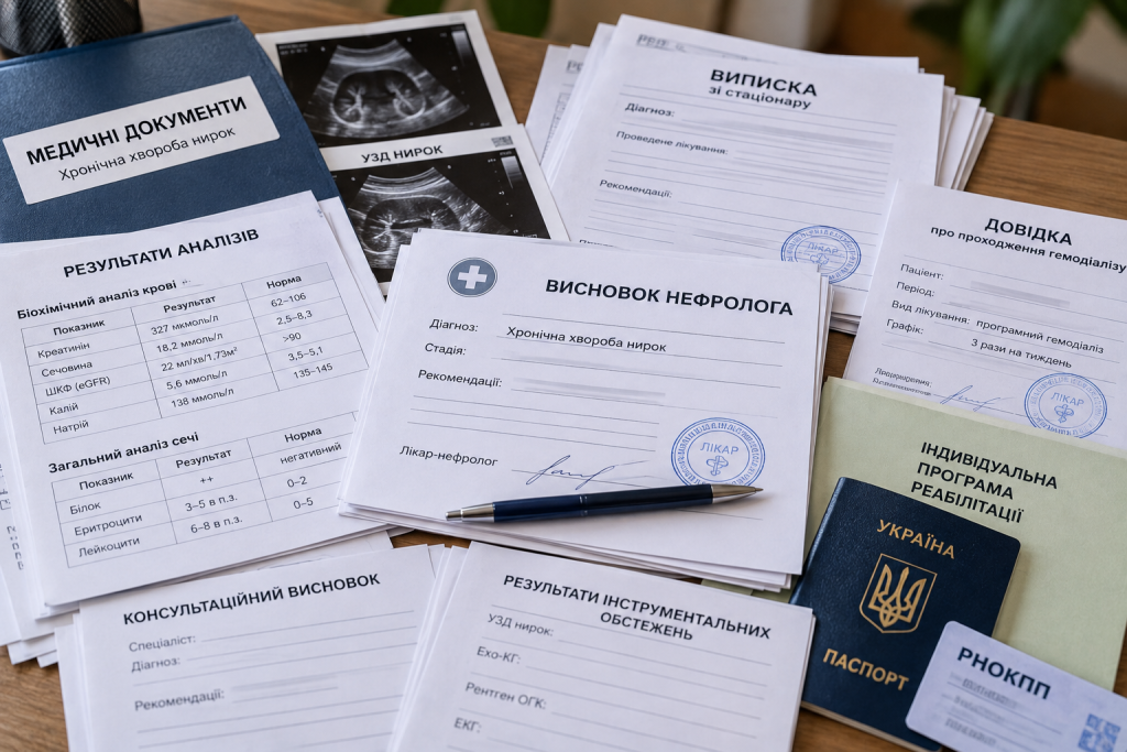 Які документи підготувати для при хронічній хворобі нирок