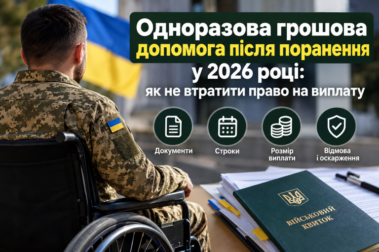Одноразова грошова допомога після поранення у 2026 році: як не втратити право на виплату Одноразова грошова допомога