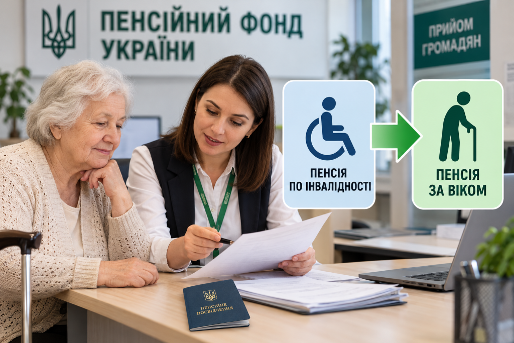 Перехід з пенсії по інвалідності на пенсію за віком 